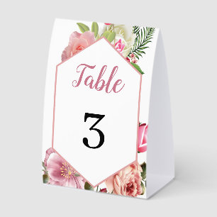 Chic Pink Blossom Hexagon Table Number