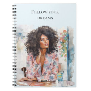 Chic Pink Blue Summer City Woman Notebook