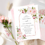 Chic Pink Blush and Rose Gold All In One Wedding Invitation<br><div class="desc">Delight your guests with this elegant pink, blush, and rose gold watercolor floral wedding invitation! Design with an attractive floral arch and modern handwritten calligraphy details, dainty faux rose gold foil floral elements, and subtle watercolor stains cascade behind the arch. Ability to change "together with their parents" to "together with...</div>