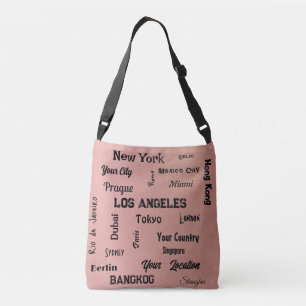 chic pink blush mega cities of the world crossbody bag
