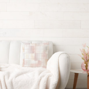 Chic Pink Blush Squares Cushion