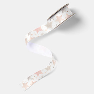 Chic Pink Blush Stars Birthday Satin Ribbon