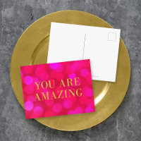 Chic Pink Bokeh Lights Faux Gold You Are Amazing