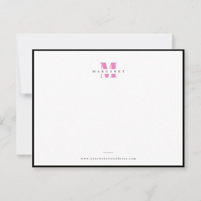 Chic Pink Bold Letter Simple Monogram Name Card (Front)