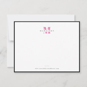 Chic Pink Bold Letter Simple Monogram Name Card