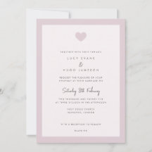 Chic Pink Bordered Love Heart Wedding Invitation