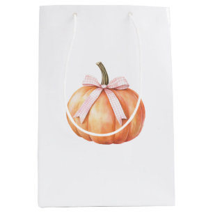 Chic Pink Bow Pumpkin Medium Gift Bag