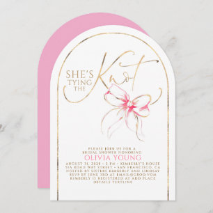 Chic Pink Bow She's Tying The Knot Bridal Shower Invitation