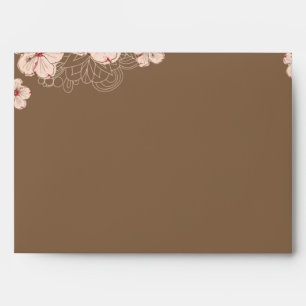 Chic pink brown hibiscus flower wedding envelope