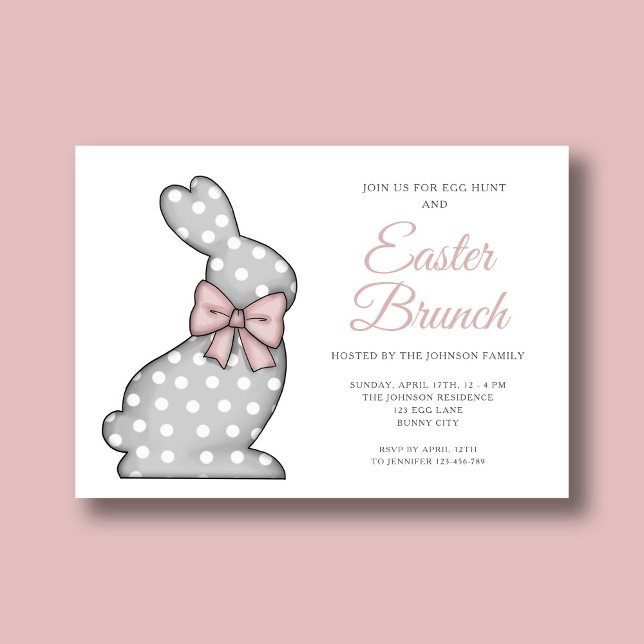 Chic Pink Bunny Easter Brunch Invitation (Chic Pink Bunny Easter Brunch Invitation)
