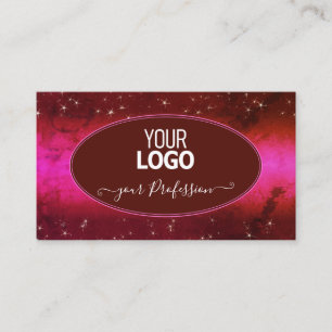 Chic Pink Burgundy Marbled Glitter Stars with Logo Business Card