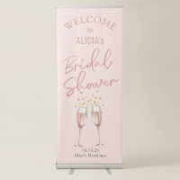 chic pink calligraphy pop the bubbly welcome sign