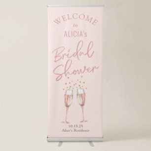 chic pink calligraphy pop the bubbly welcome sign