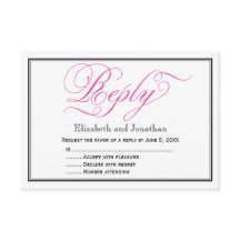 Chic Pink Calligraphy Script Wedding Reply Card