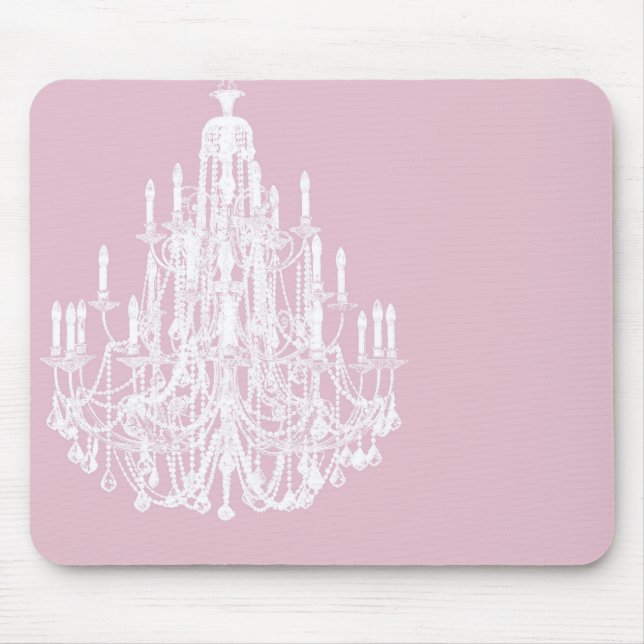 Chic Pink Chandelier Mouse Mat (Front)