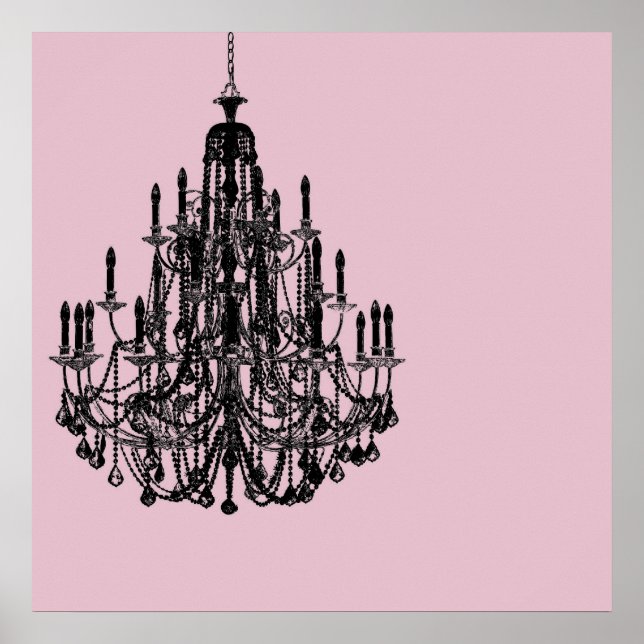 Chic Pink Chandelier Poster (Front)