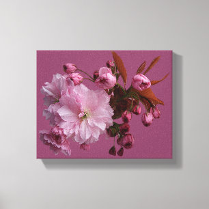 Chic pink cherry blossom fancy modern floral style canvas print