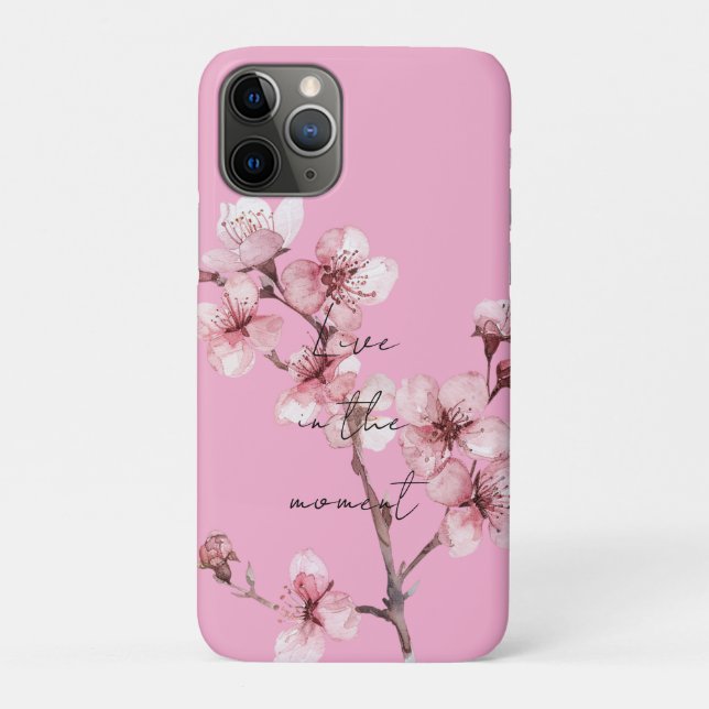 Chic Pink Cherry Blossom Floral  Case-Mate iPhone Case (Back)