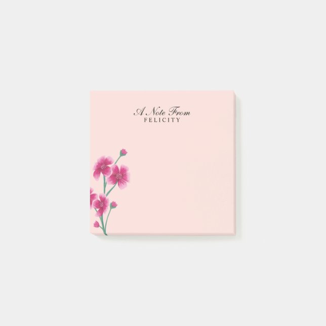 Chic Pink Cherry Blossom Florals Blush Pink Post-it Notes (Front)