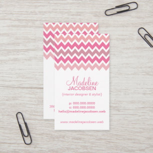Chic Pink Chevron Pattern Business Card