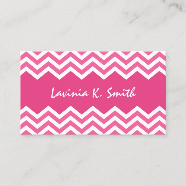 Chic pink chevron pattern profile calling card (Front)