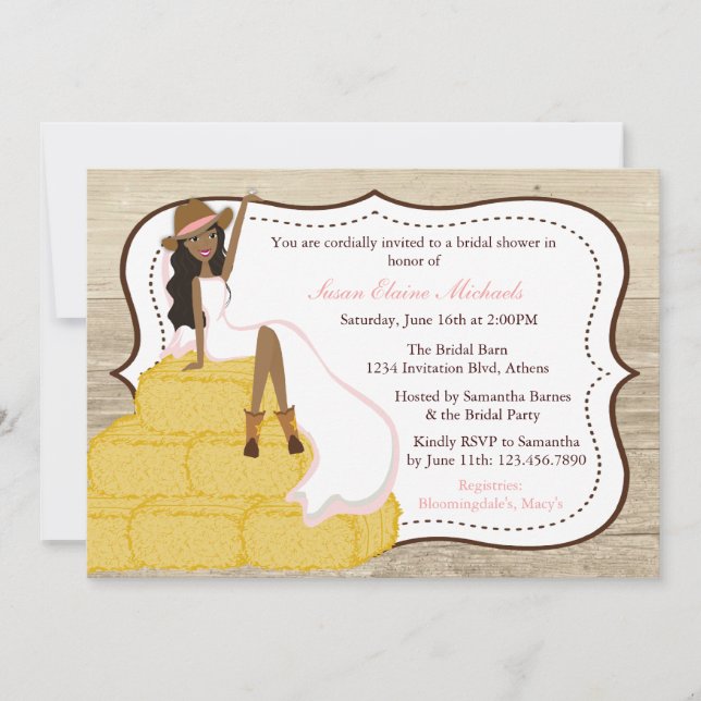 Chic Pink Cowgirl Country Bride Bridal Shower Invitation (Front)