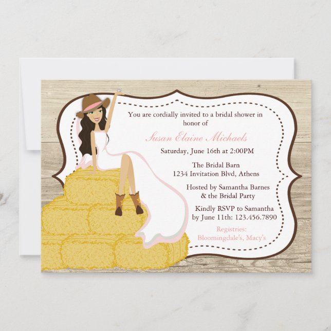 Chic Pink Cowgirl Country Bride Bridal Shower Invitation (Front)