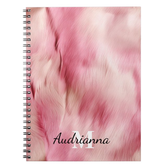 Chic Pink Cowgirl Cowhide Monogram Notebook (Front)