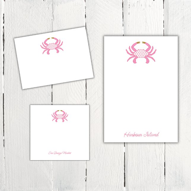 Chic Pink Crab | Coastal Sticky Notees Post-it Notes (Creator Uploaded)
