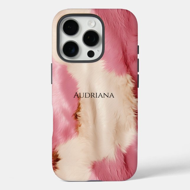 Chic Pink Cream Faux Fur Case-Mate iPhone Case (Back)
