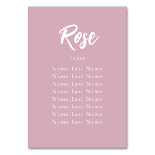 Chic Pink Custom Table Name Seating Assignment Number