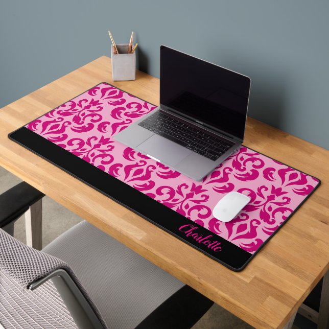 Chic Pink Damask Desk Mat (Office 2)