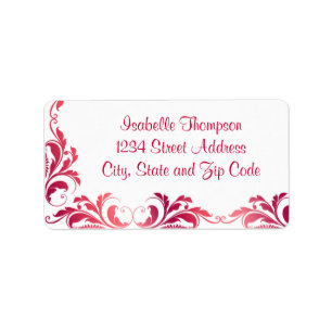 Chic Pink Damask Flourish Border Label