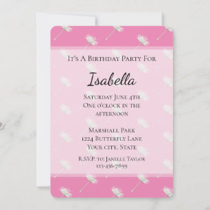 Chic Pink Dandelion Flowers Birthday Invitation