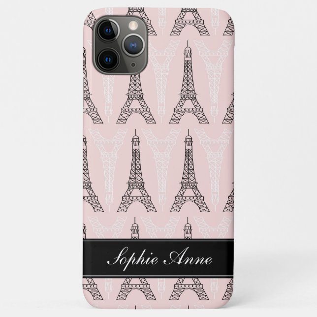 Chic Pink Eiffel Tower Pattern Case-Mate iPhone Case (Back)
