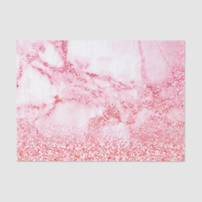 Chic Pink Elegant Rose Gold Glitter Marble Tissue Paper (Front)