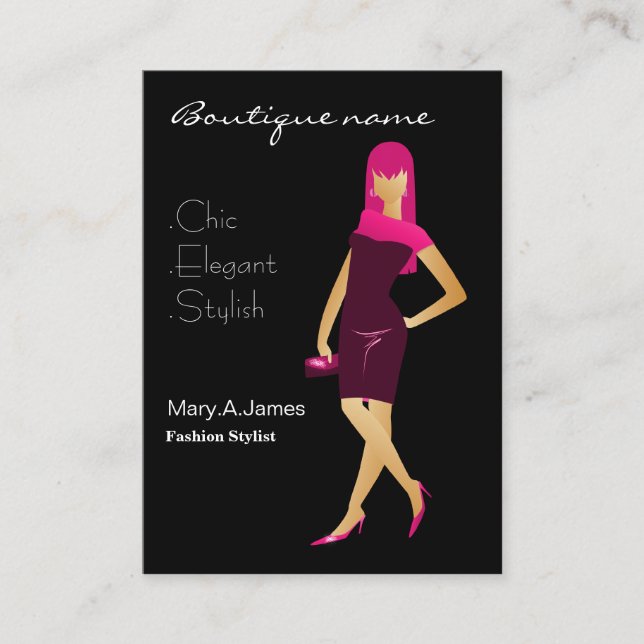 chic Pink fashion boutique Business Card (Front)