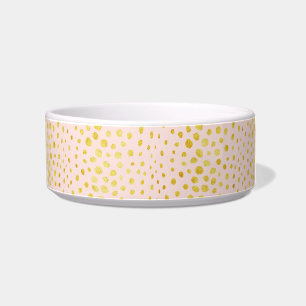 Chic pink faux gold glitter cheetah print monogram bowl