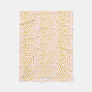 Chic pink faux gold glitter cheetah print monogram fleece blanket