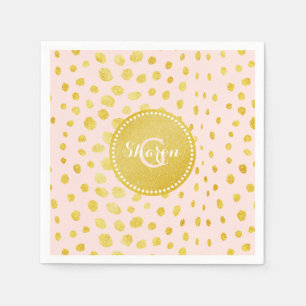 Chic pink faux gold glitter cheetah print monogram napkin