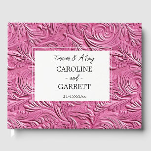 Chic Pink Faux Leather Wedding Guest Book