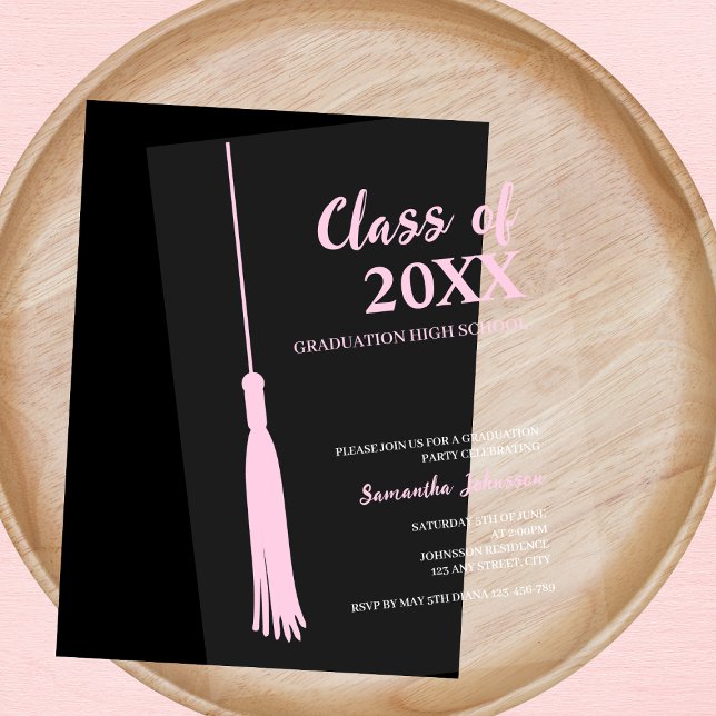 Chic Pink Feminine 2025 Grad Tassel Graduation Acrylic Invitations (Chic Pink Feminine 2025 Grad Tassel Graduation Acrylic Invitations)