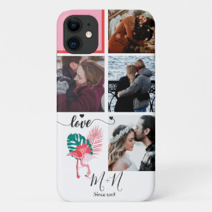 Chic Pink Flamingo 5 Photo Collage Case-Mate iPhone 11 Case