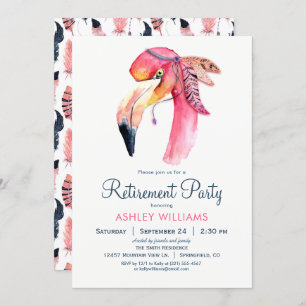 Chic Pink Flamingo Retirement Party Invitation