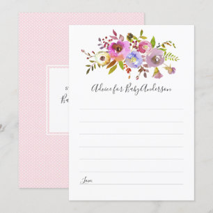 Chic Pink Floral Advice for baby shower game Invitation