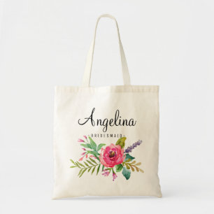 Chic Pink Floral Bridesmaid Personalised Tote Bag