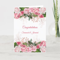 Chic Pink Floral Congratulations Wedding