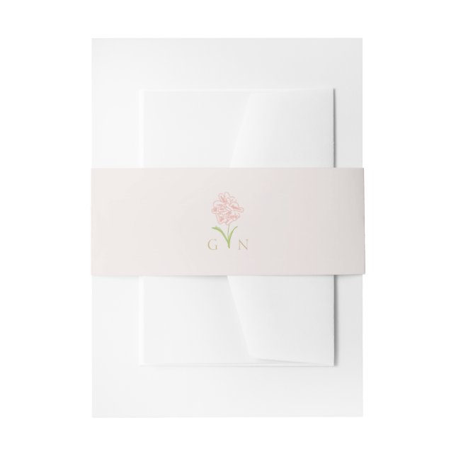 Chic Pink | Floral Couple Monogrammed Wedding Invitation Belly Band (Front Example)