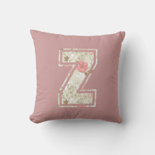 Chic Pink Floral Letter Cushion