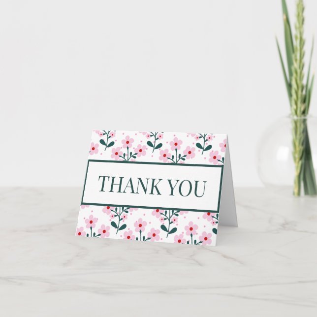 Chic Pink & Floral Personal Note Card  (Front)